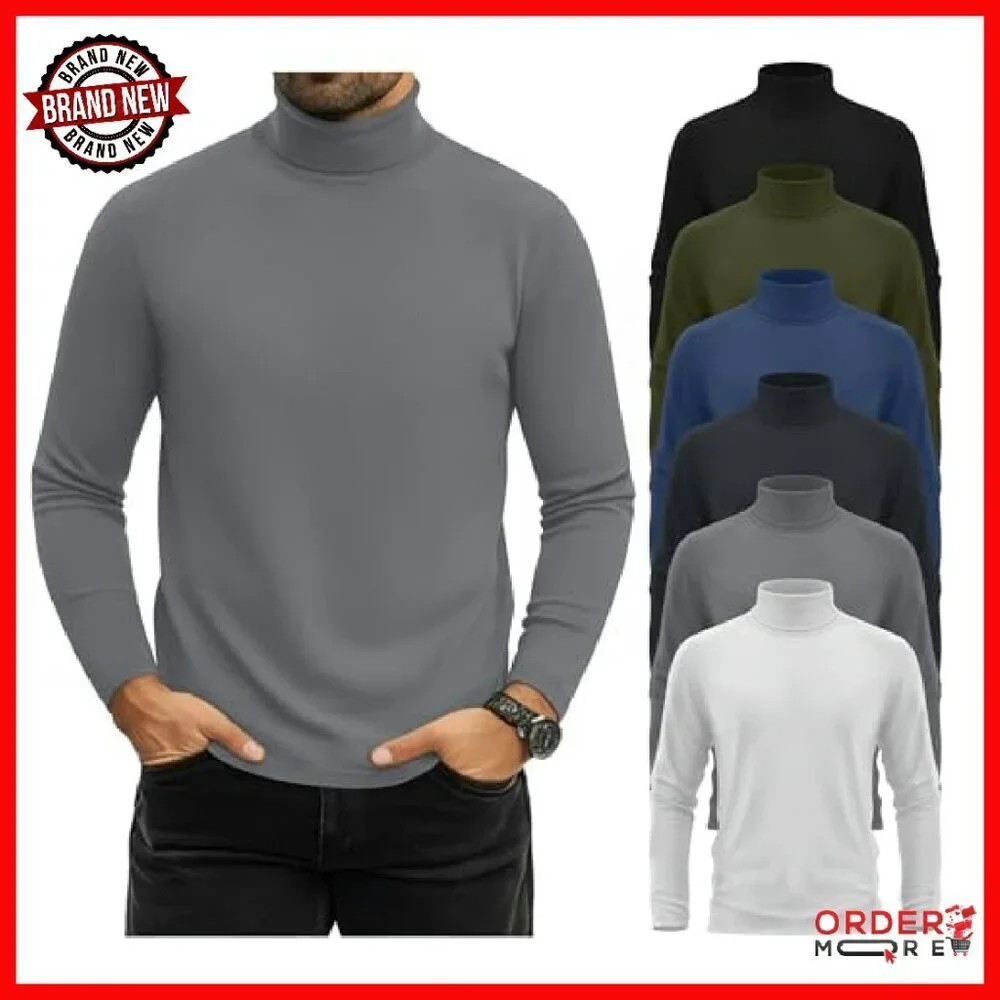 Big & Tall Turtleneck Shirts 6-Pack Long Sleeve Loose Fit Multipack